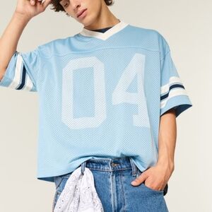 Hollister Baggy Cropped Blue Mesh Men's Shirt XL NWT